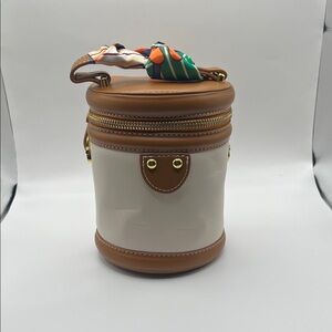 Chic Brown and White Cylinder Bag